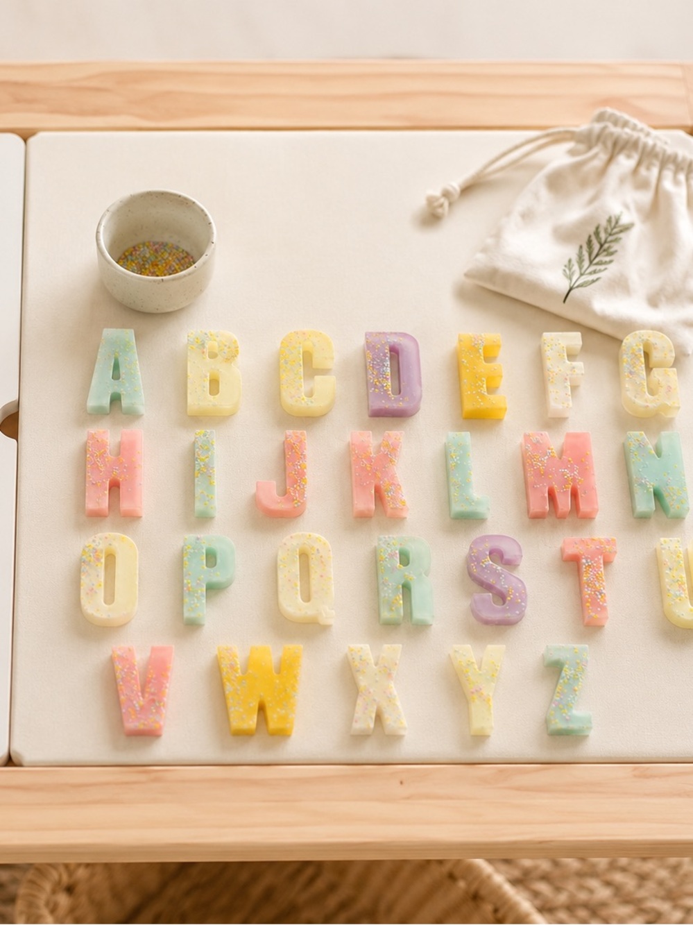 Pastel Sprinkle Resin Alphabet | Uppercase Letters | Montessori & Sensory Play